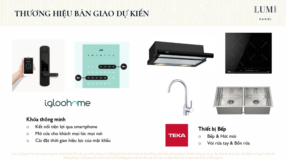 Vật liệu bàn giao Lumi CapitaLand