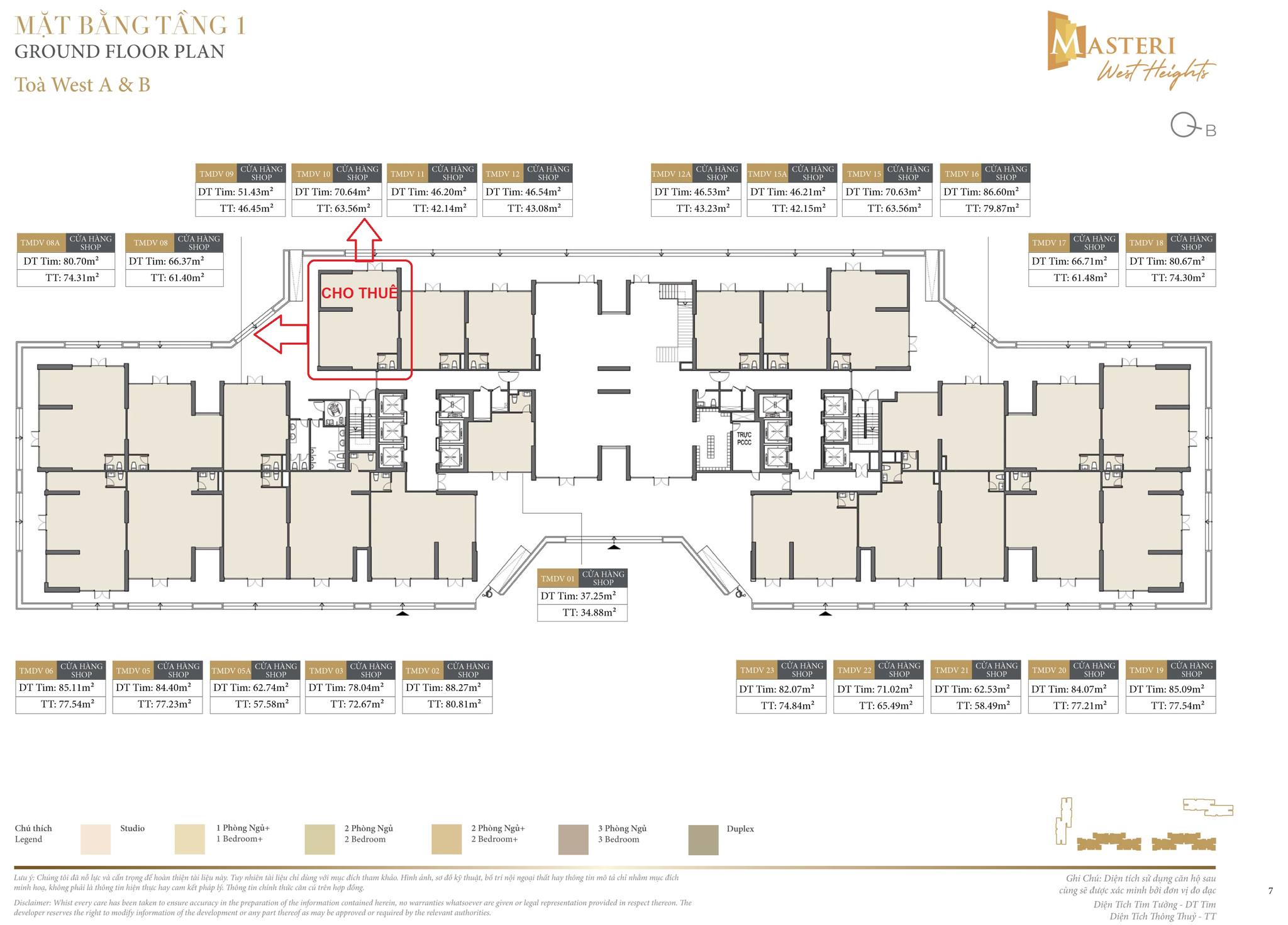 Bán or Cho thuê Shop khối đế Masteri West Heights Smart City
