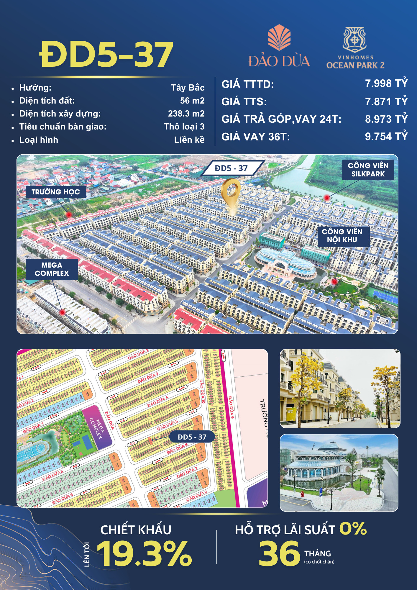 Đảo Dừa 5 ô 37 Diện tích 56m2 Vinhomes Ocean Park 2 - The Empire