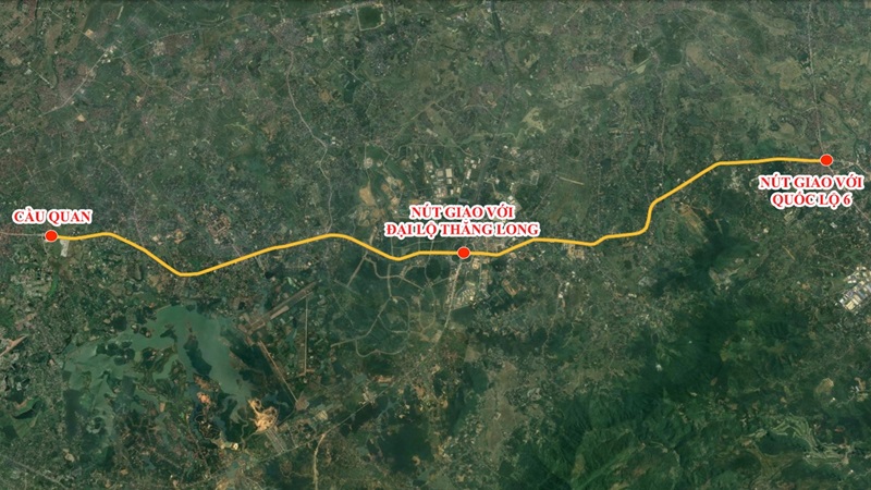 đoạn quốc lộ 21 dài 26 km, đi qua địa phận thị xã Sơn Tây, các huyện Thạch Thất, Quốc Oai, Chương Mỹ (thành phố Hà Nội) và huyện Lương Sơn (tỉnh Hòa Bình).