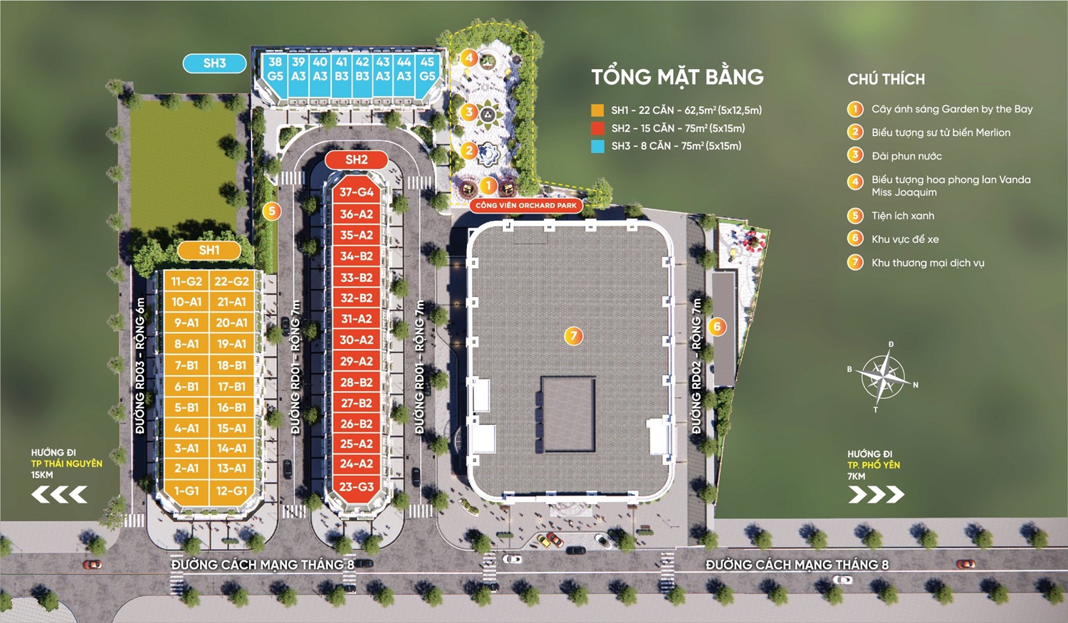 Mặt bằng Bán shophouse New Orchard Thái Nguyên