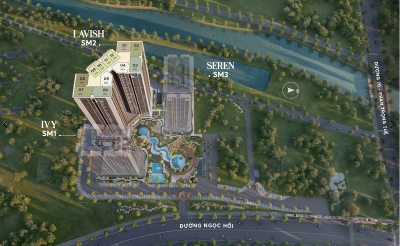 Mặt bằng Tòa căn hộ SM2 LAVISH Greenera Southmark