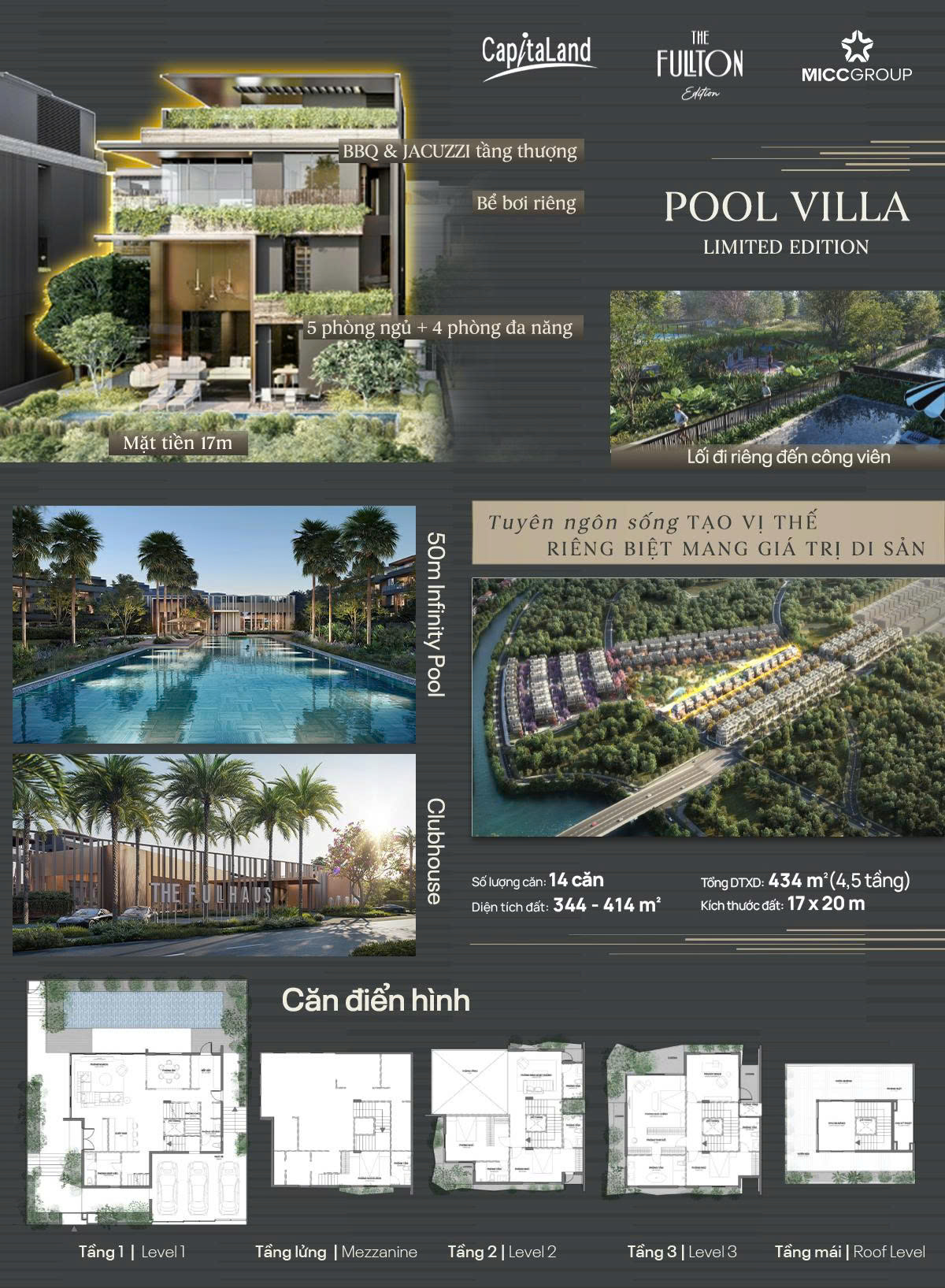 Biệt thự đơn lập Pool Villa The Fullton Edition của CapitaLand Development CLD suất ngoại giao