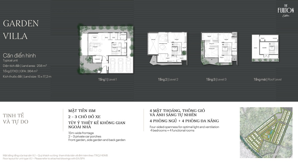 Thiết kế Biệt thự đơn lập Garden Villa The Fullton Edition của CapitaLand Development CLD