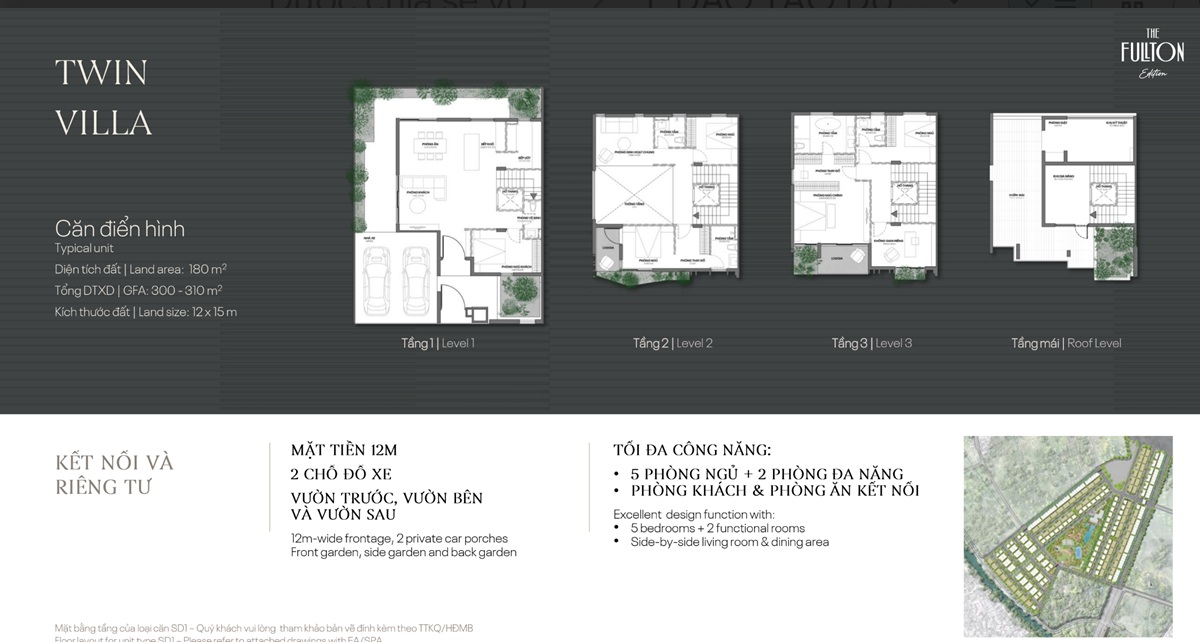 Thiết kế Biệt thự song lập Twin Villa The Fullton Edition của CapitaLand Development CLD