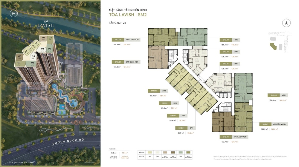 Mặt bằng căn hộ dự án chung cư Greenera Southmark tại 486 Ngọc Hồi, phía Nam Hà Nội, Chủ đầu tư Tân Hoàng Minh