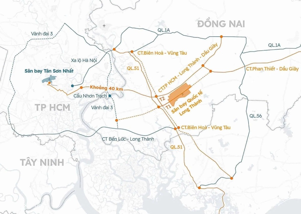 Vị trí Sân bay Quốc tế Long Thành