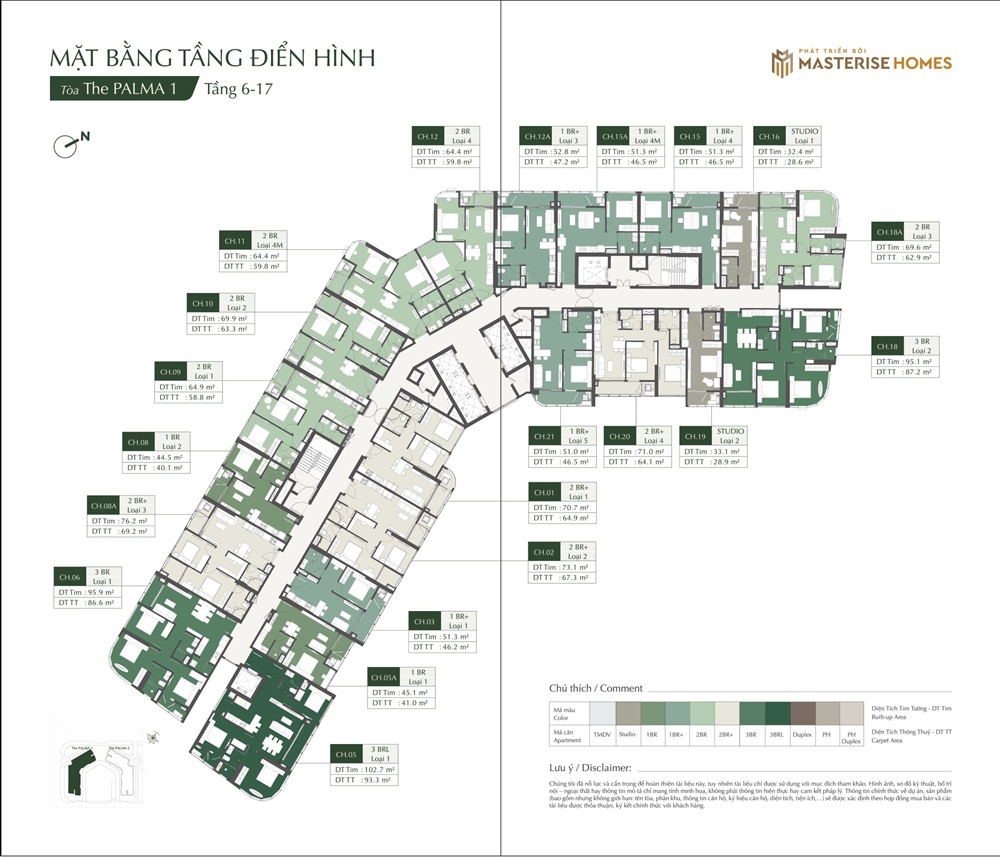 Tòa The Palma 1 căn hộ chung cư Maseri Lumiere Orient Pearl Vinhomes Ocean Park 1