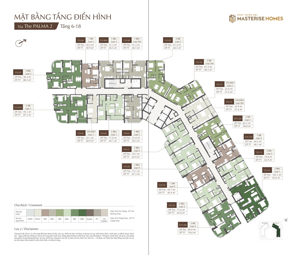 Tòa The Palma 2 căn hộ chung cư Maseri Lumiere Orient Pearl Vinhomes Ocean Park 1