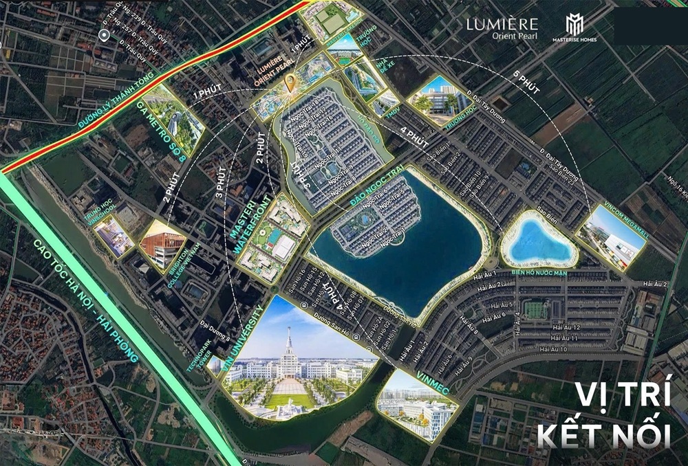 Vị trí căn hộ chung cư Maseri Lumiere Orient Pearl Vinhomes Ocean Park 1