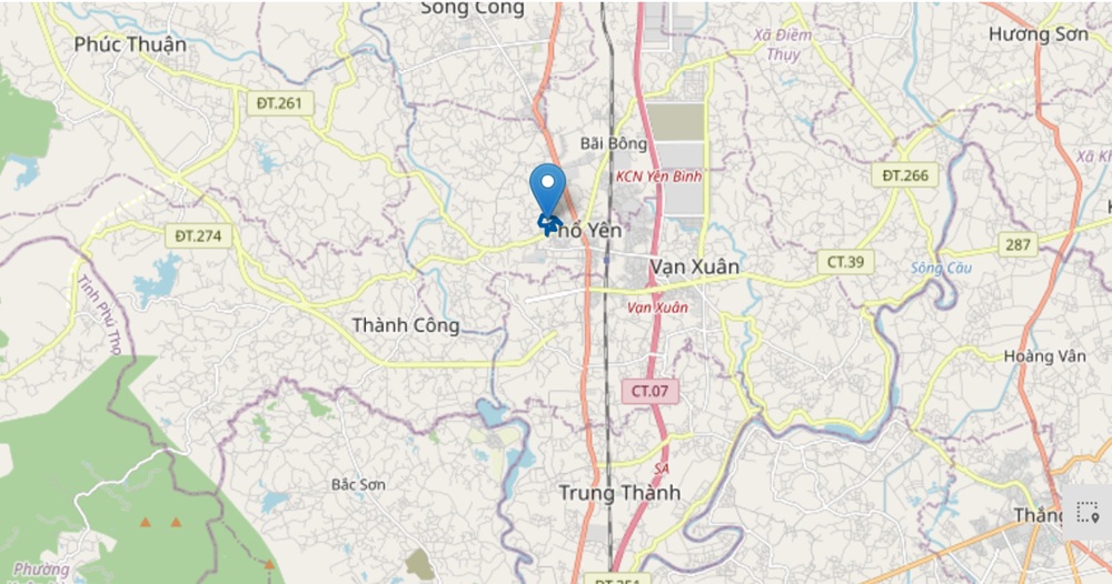 Vị trí khu đô thị Yên Thứ City (hay Phoylicia City), tọa lạc tại đường ĐT 261, phường Phổ Yên, tỉnh Thái Nguyên