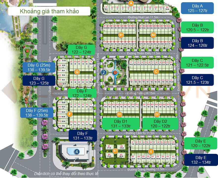 Giá bán Green Little Town Cổ Bi Gia Lâm