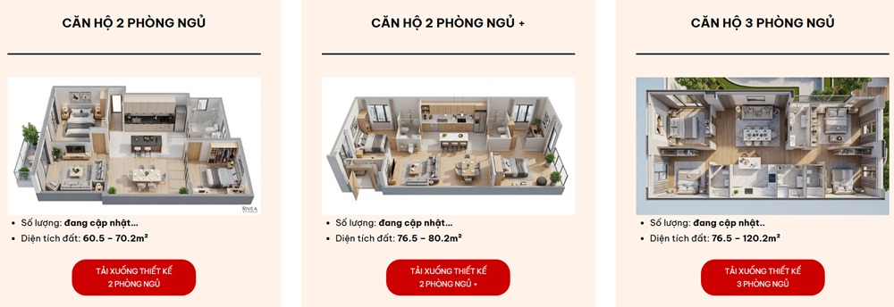 Layout 3D chung cư Rivea Residences Vĩnh Hưng