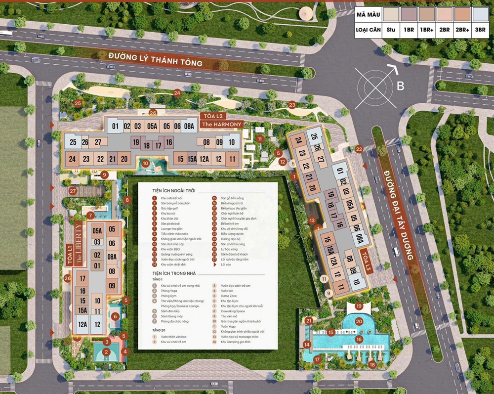 Mặt bằng Masteri Lake Side Vinhomes Ocean Park 1 mở bán