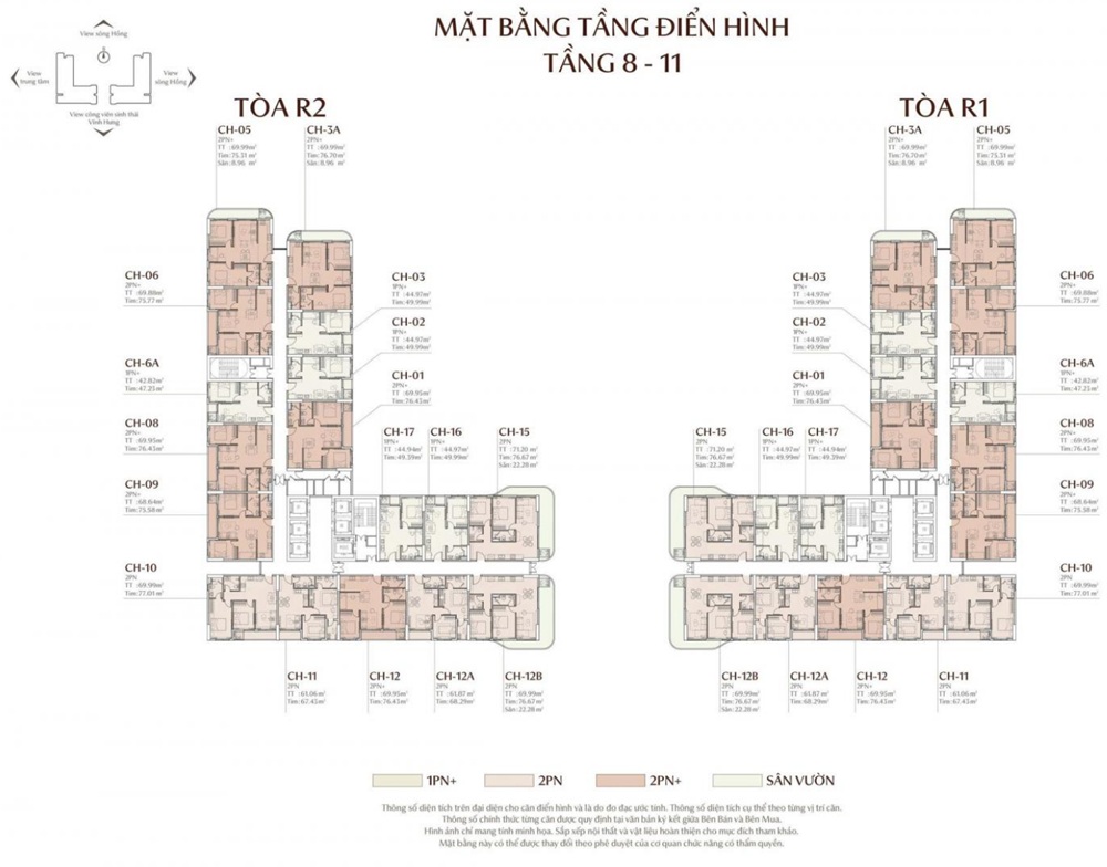 Mặt bằng điển hình 8-11 căn hộ Meyhomes Galleria Hoàng Mai