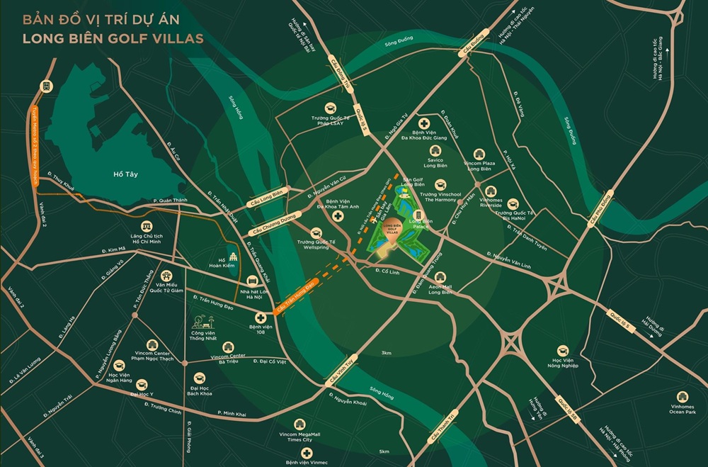 Vị trí Biệt thự Long Biên Golf Villas mở bán của CĐT Him Lam