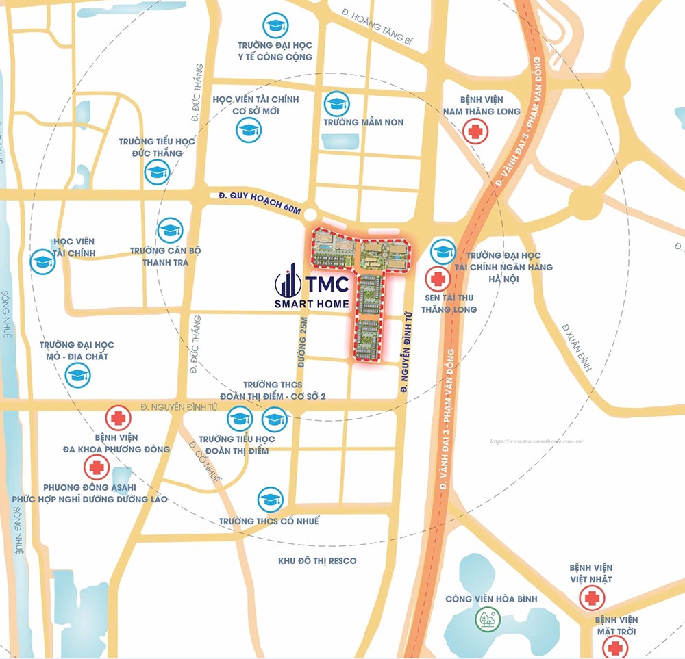 Vị trí Căn hộ chung cư TMC Smart Home Cổ Nhuế Phạm Văn Đồng Từ Liêm Hà Nội