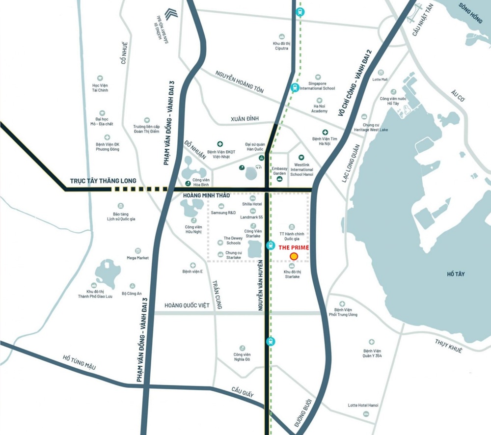 Vị trí Căn hộ chung cư The Prime Starlake Tây Hồ Tây