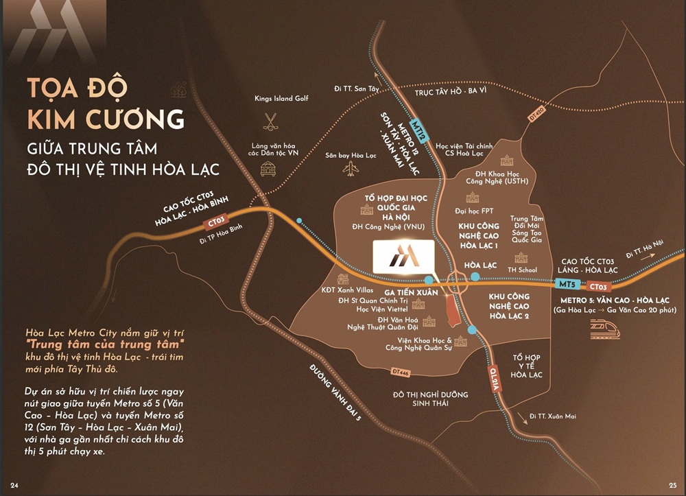 Vị trí Dự án Metro City Hòa Lạc có tổng 192 căn biệt thự liền kề, shopouse và 1 tòa văn phòng, 1 tòa chung cư
