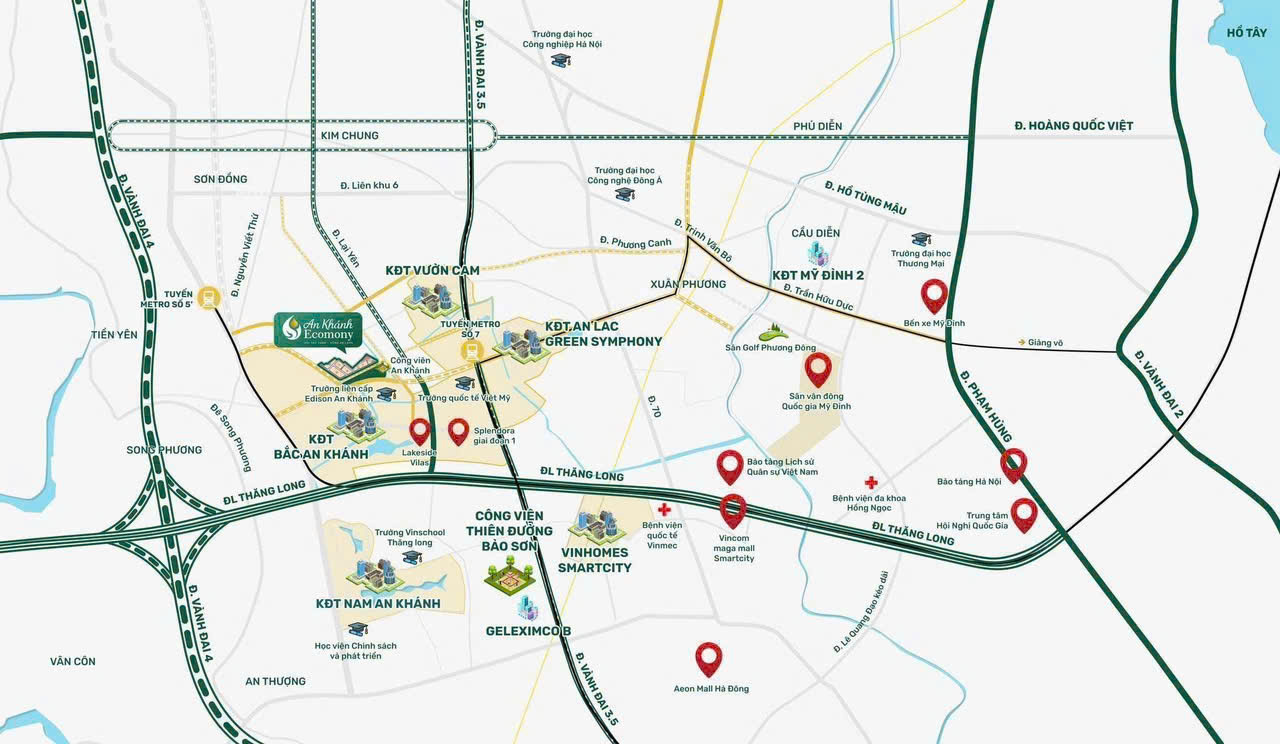 Vị trí Mở bán biệt thự liền kề An Khánh Ecomony 105 căn thấp tầng với giá gốc chủ đầu tư Công ty CP Đầu tư Phát triển Đô thị mới Hà Nội (HANDI)