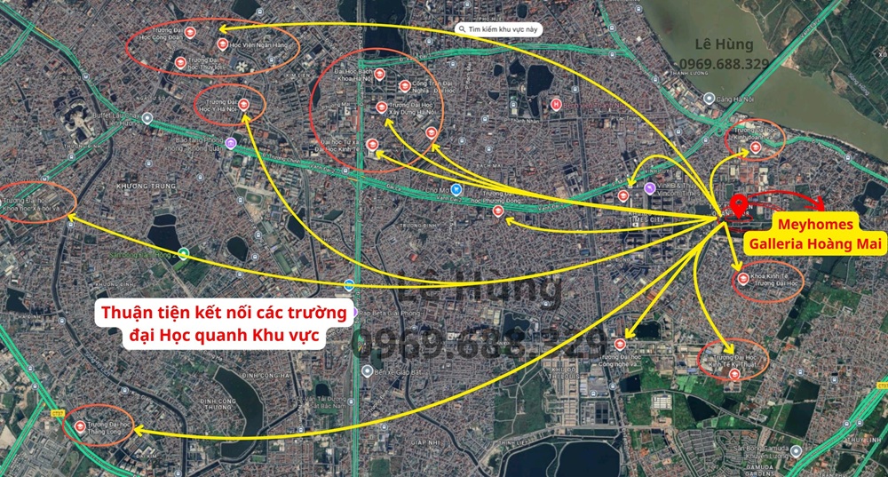 Vị trí kết nối vùng Meyhomes Galleria Hoàng Mai