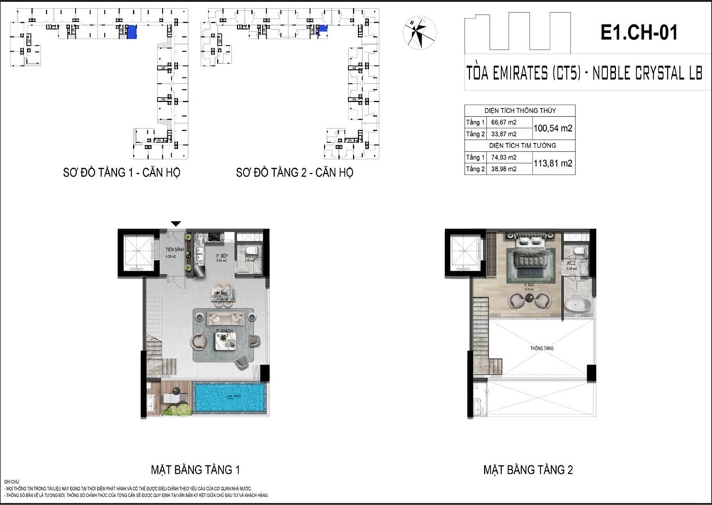 căn hộ 1 phòng ngủ Noble Crystal Long Bien WorldHotels Residences