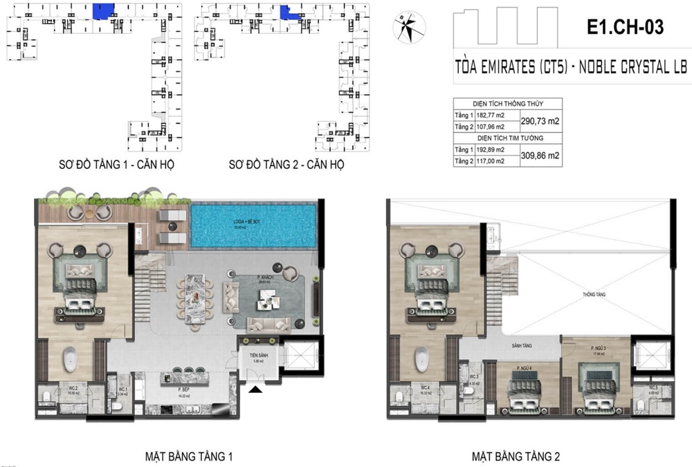 căn hộ 4 phòng ngủ Noble Crystal Long Bien WorldHotels Residences