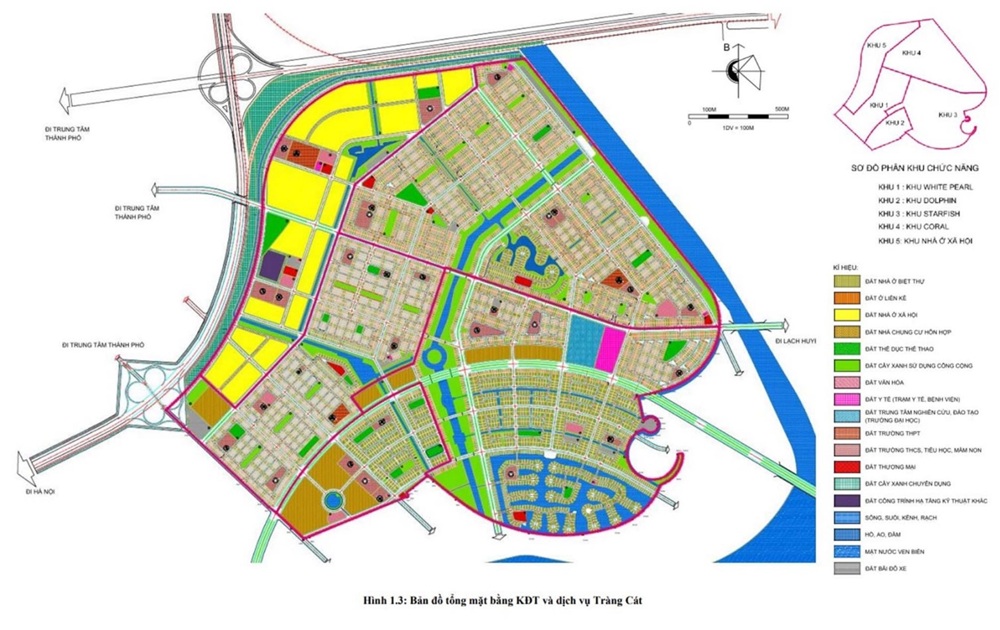 mặt bằng Khu đô thị Tràng Cát có quy mô 585 ha, nằm tại phường Tràng Cát, quận Hải An, thuộc khu kinh tế Đình Vũ – Cát Hải