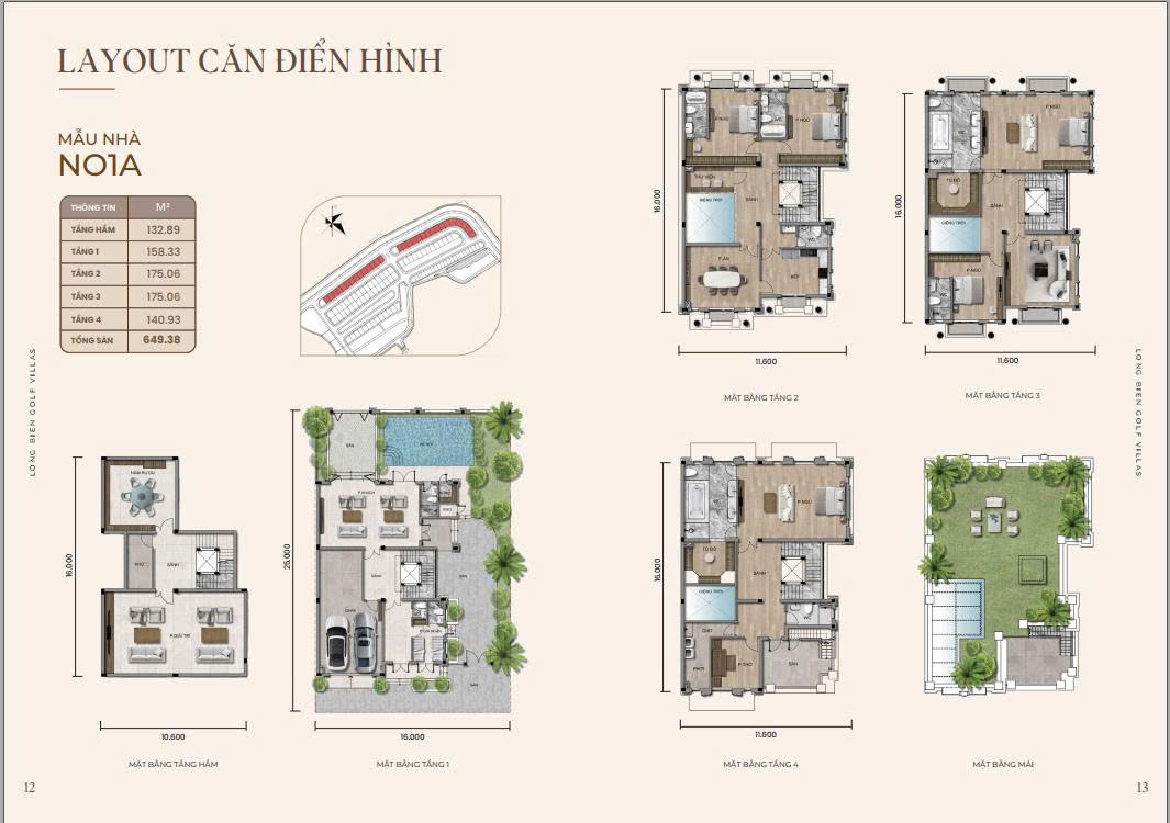 Layout thiết kế biệt thự Dự án Long Biên Golf Villas