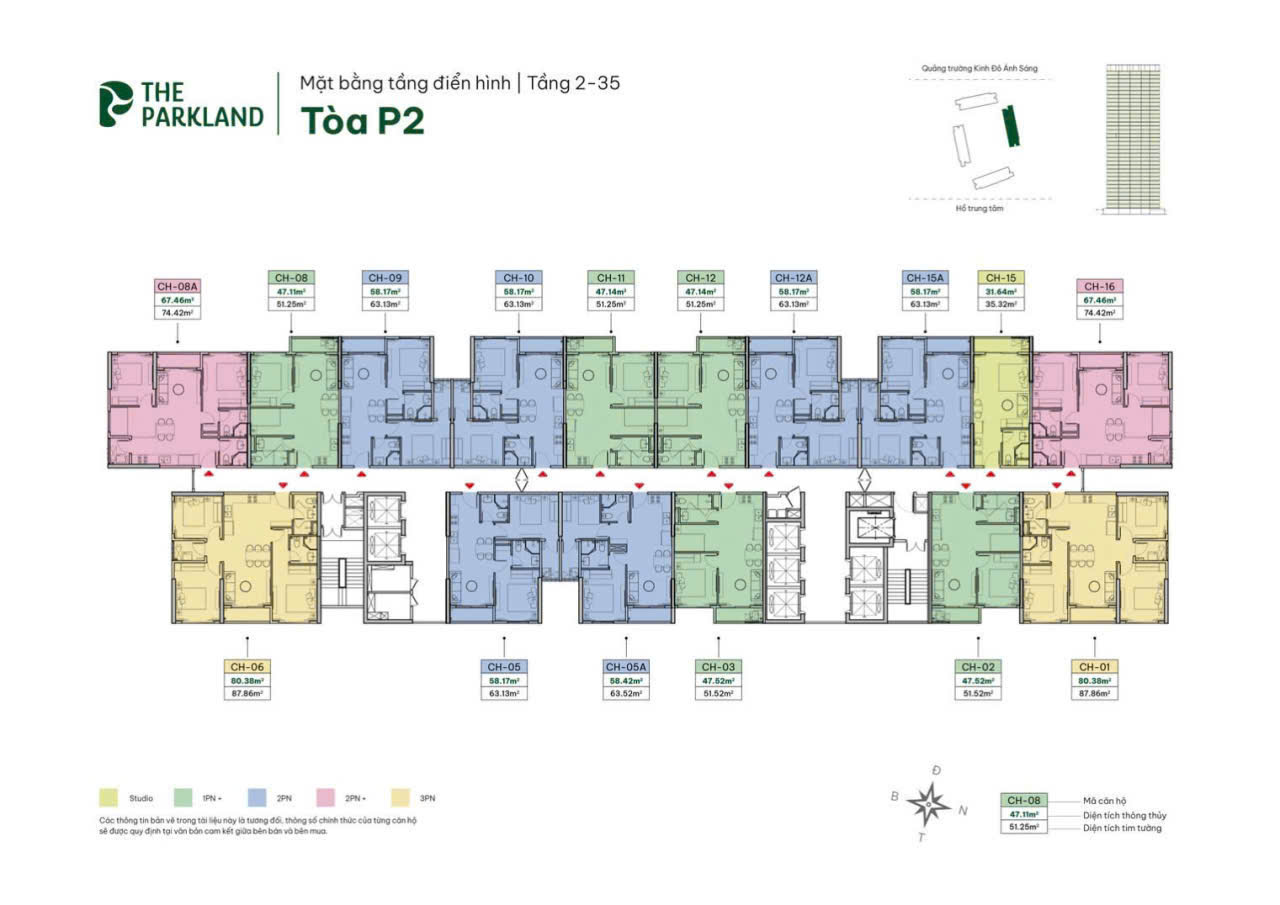 Mặt bằng tòa P2 Parkland - MIK Ocean Park 2 Imperia Ocean City