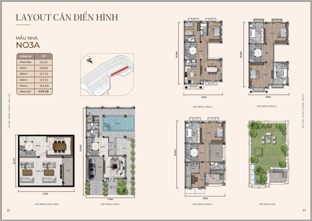 Thiết kế layout biệt thự KĐT Dự án Long Biên Golf Villas