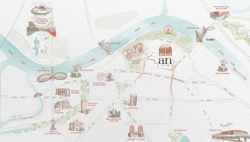 Vị trí mặt bằng dự án dự án An Maison tại 226 Lê Lai Hải Phòng