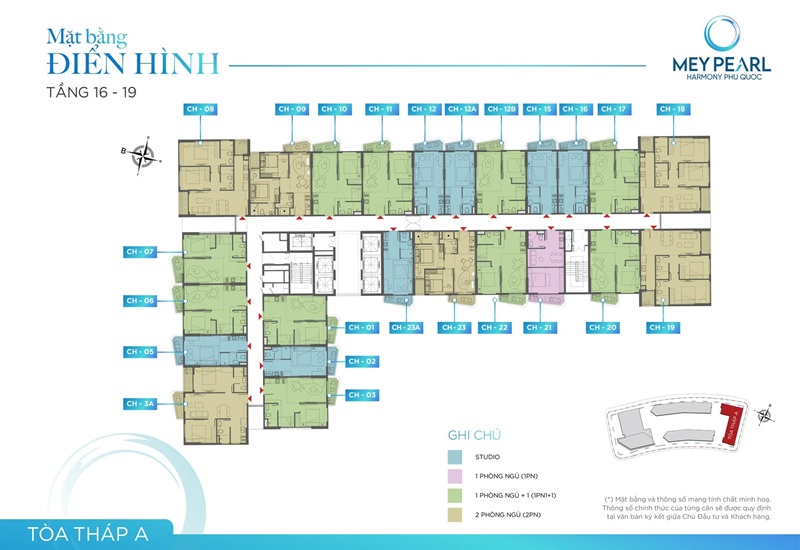 Mặt bằng điển hình The Ocean Cruise – Tòa căn hộ đẹp nhất tại MeyPearl Harmony Phú Quốc