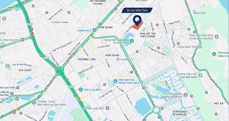 Vị trí Dự án Việt Tiến Long Biên Tân Hoàng Minh