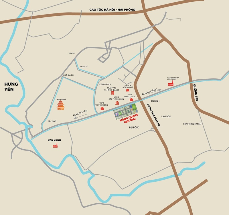 Vị trí Hồng Quang Central; Hồng Quang, Bắc Thanh Miện – Hải Phòng.