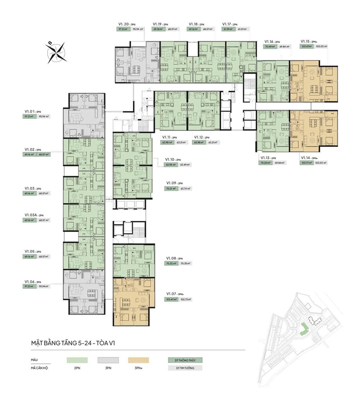 Mặt bằng tòa Tổng quan dự án căn hộ chung cư The Vista Văn La – Quang Trung, Kiến Hưng, Hà Nội