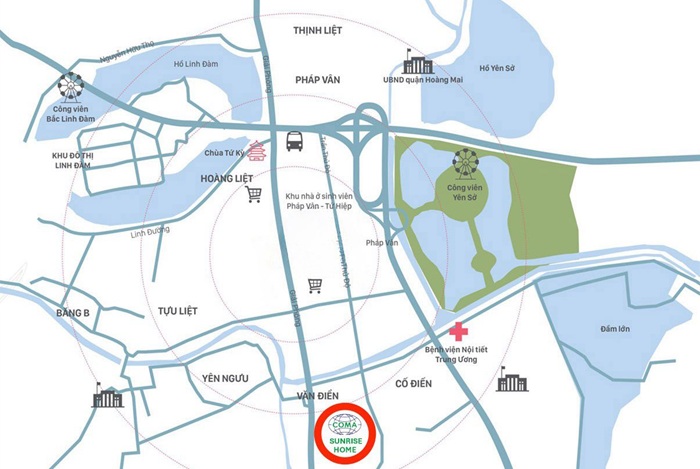 Vị trí Nhà ở xã hội căn hộ chung cư Sunrise Home HUD3 Ngọc Hồi Thanh Trì