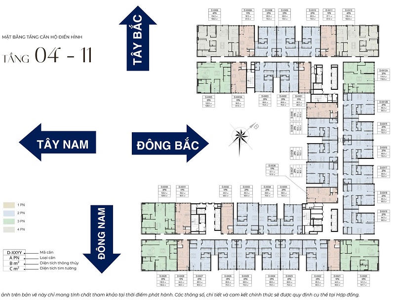 mặt bằng thiết kế tầng 4-11 D’. Diamant Bleu