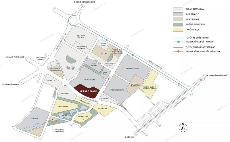 Vị trí Le Parc Place ParkCity Hanoi Hà Đông