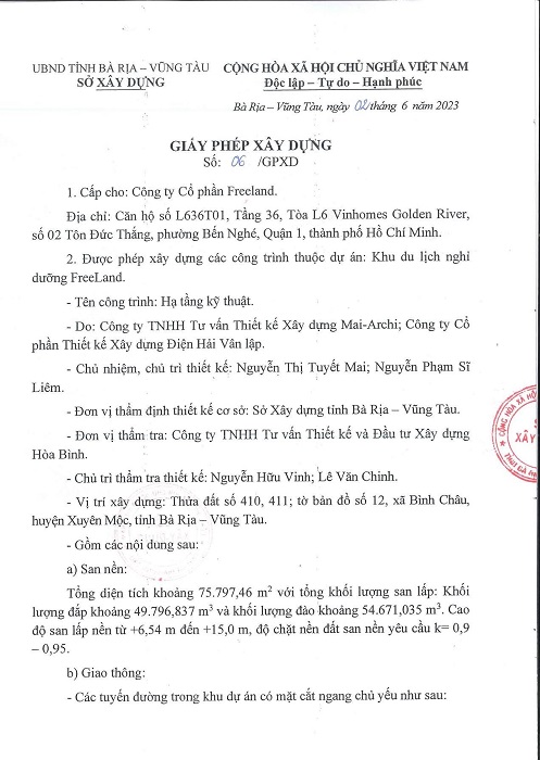 Bán Giấy phép khu du lịch nghỉ dưỡng Freeland - BÀ RỊA VŨNG TÀU