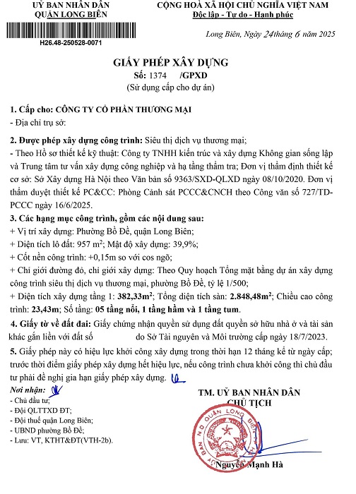 Giấy phép Nguyễn Văn Cừ, Long Biên, Hà Nội