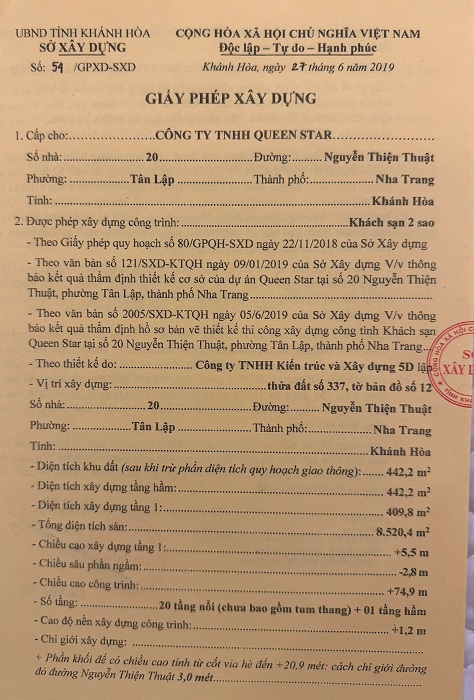 Giấy phép xây dựng REGALIA GOLD