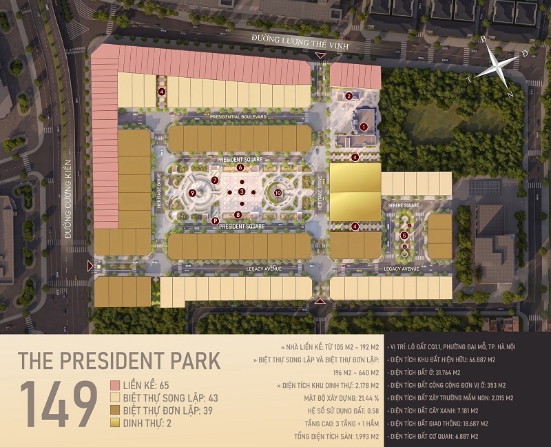 Mặt bằng The President Park Mễ Trì Từ Liêm Hà Nội