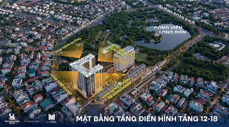 Mặt bằng điển hình tầng 12-18 D’. Diamant Bleu Long Biên