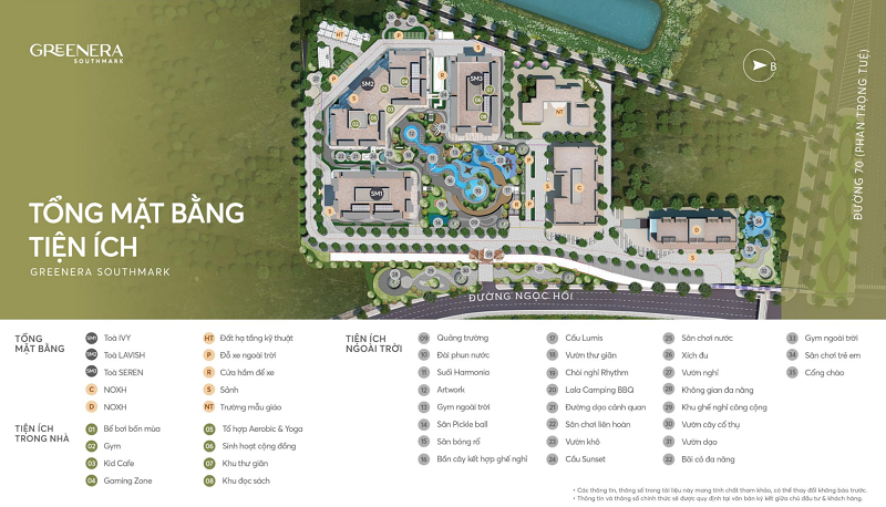 Mặt bằng tiện ích Greenera Southmark Tân Hoàng Minh Ngọc Hồi Thanh Trì Hà Nội giá cắt lỗ, giá rẻ