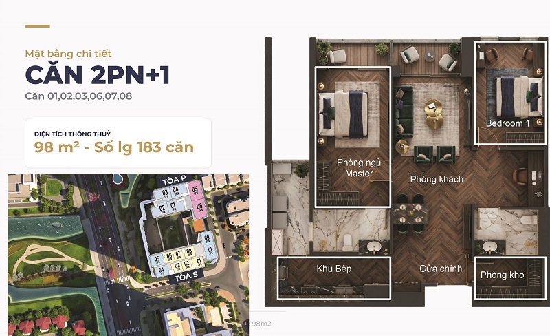 Căn 2 phòng ngủ +1 Maison Privée