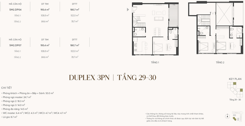 Căn hộ Duplex 3PN tầng 29, 30 Greenera Southmark 486 Ngọc Hồi,