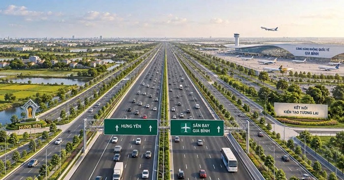 Cao tốc Hưng Yên Sân Bay Gia Bình 10 làn dài 34 Km