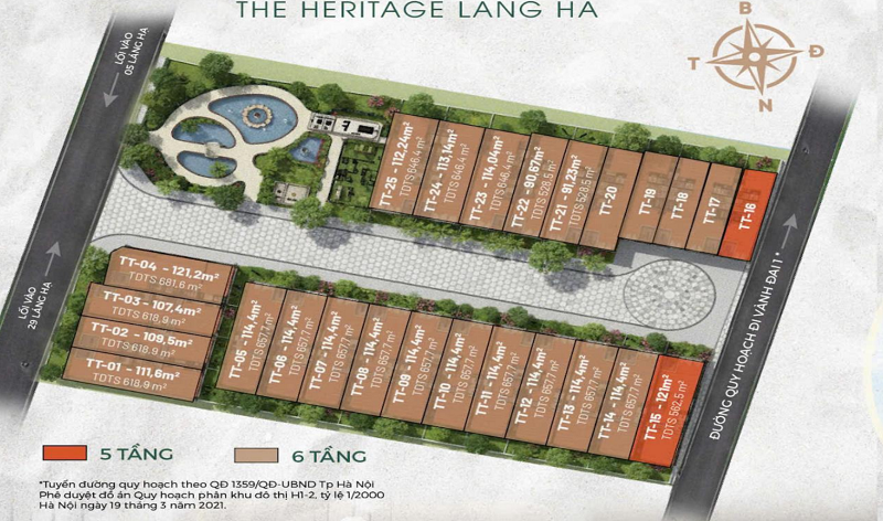 Mặt bằng The Heritage 29 Láng Hạ CĐT GlexHomes mở bán