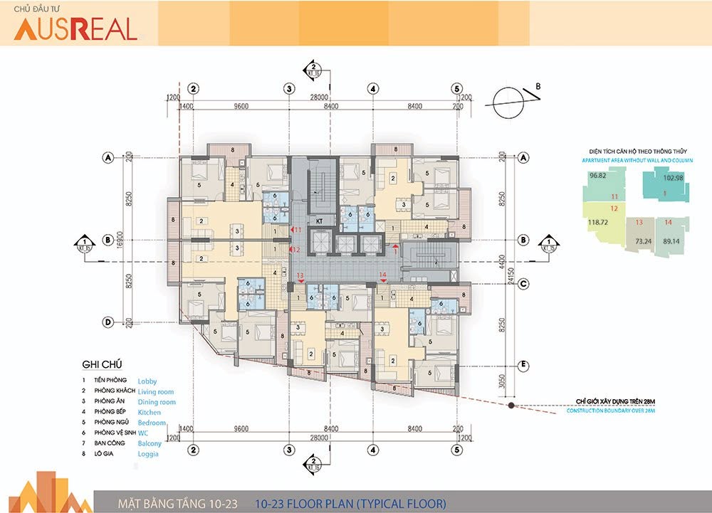 Mặt bằng tầng 10-23 The Legatus; Căn hộ chung cư 22 Liễu Giai Ba Đình